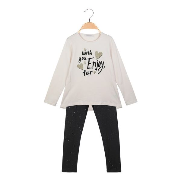 hope star completo da ragazza 2 pezzi t-shirt + leggings completi 3-16 anni bambina beige taglia 12