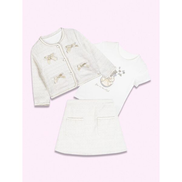 lollitop completo elegante da bambina 3 pezzi con gonna completi 3-16 anni bambina bianco taglia 03/04