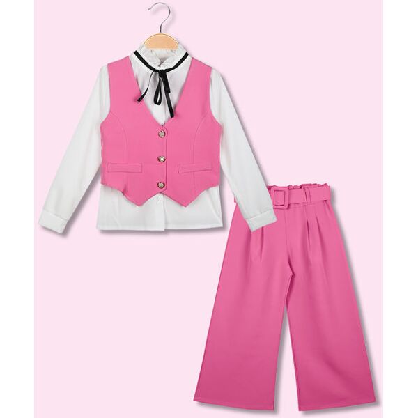 solada completo elegante da bambina con camicia + gilet e pantaloni completi 3-16 anni bambina rosa taglia 08