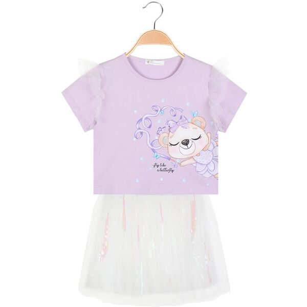 re panda completo elegante da bambina con gonna in tulle completi 3-16 anni bambina viola taglia 10