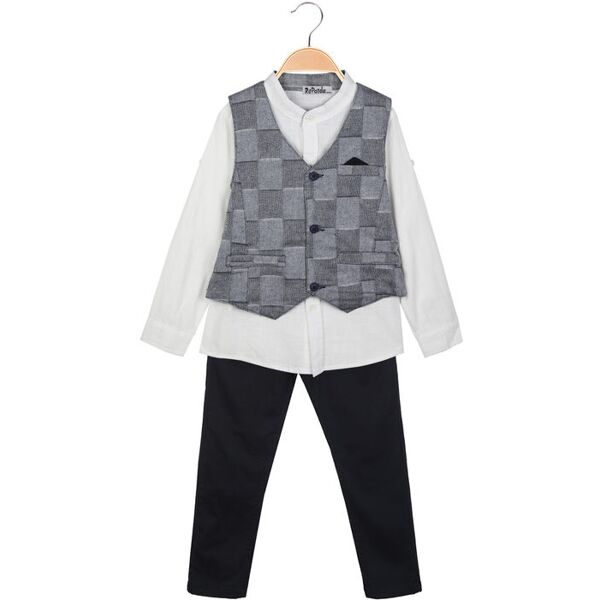 re panda completo elegante da bambino 3 pezzi con camicia e gilet completi 3-16 anni bambino blu taglia 03/04