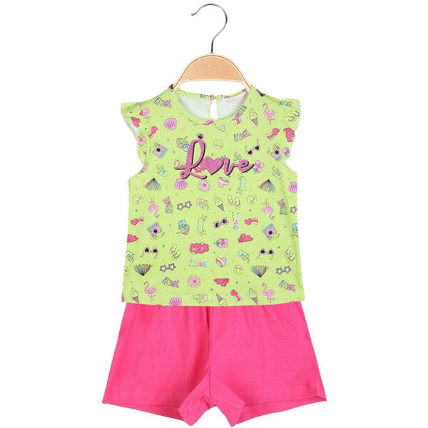 yes! do kid's completo estivo da neonata in cotone 2 pezzi completi 0-36 m bambina verde taglia 12m