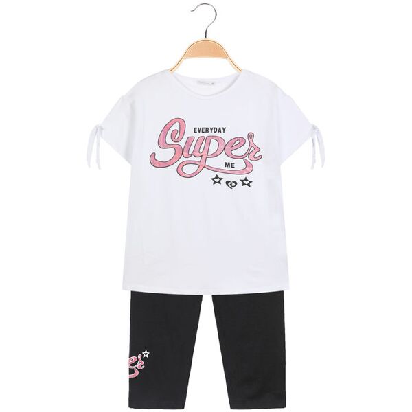 lollitop completo estivo da ragazza maxi t-shirt + leggings completi 3-16 anni bambina bianco taglia 08