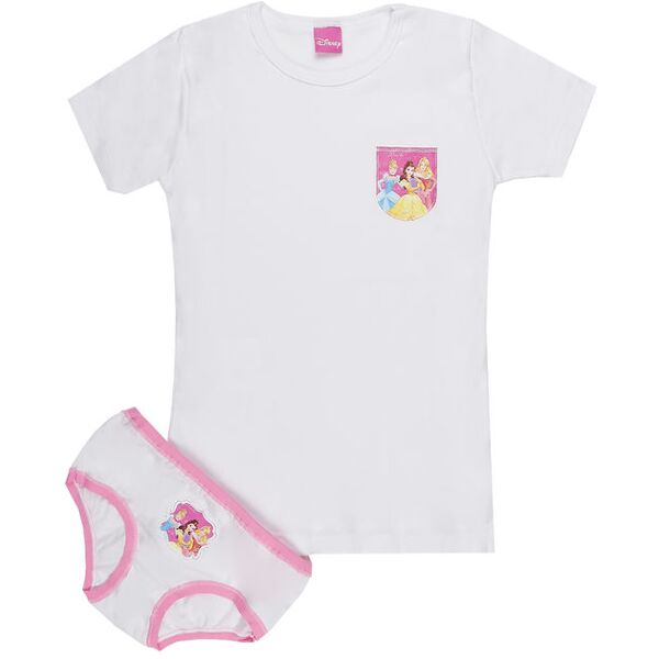 disney completo intimo da bambina 2 pezzi t-shirt + slip completi intimi bambina bianco taglia 09/10