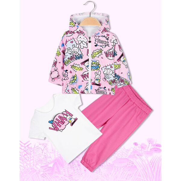 smile yes completo sportivo 3 pezzi da neonata abbigliamento bambina fucsia taglia 36m