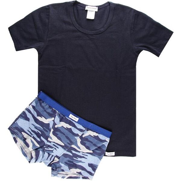 pierre cardin coordinato maglia + boxer maglie intime bambino blu taglia 10