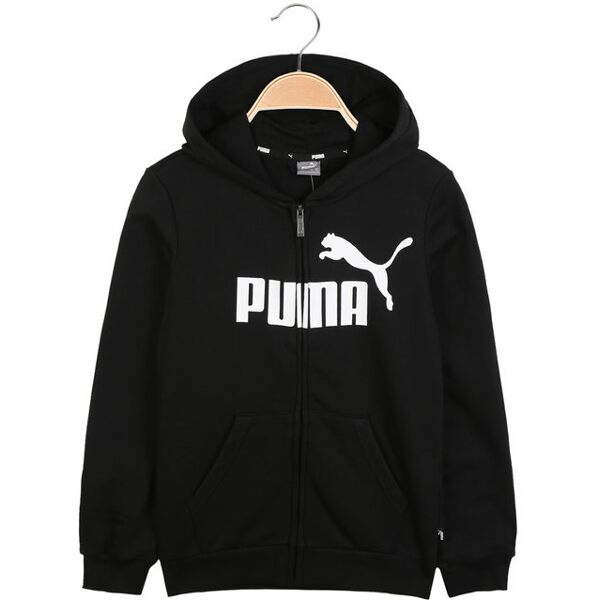 puma ess big logo felpa leggera da ragazzi con full zip felpe leggere unisex bambino nero taglia 15/16