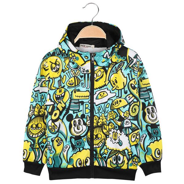 new kids felpa full zip da bambino con stampe felpe pesanti bambino blu taglia 04