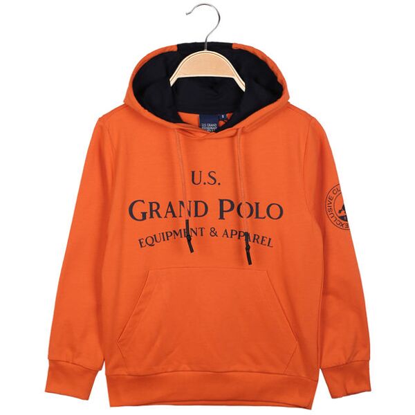 u.s. grand polo felpa ragazzo con cappuccio felpe leggere bambino arancione taglia xxl