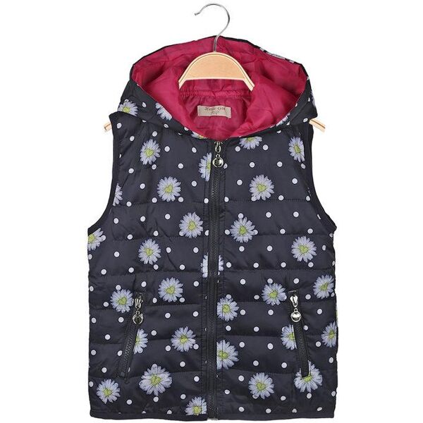 hello girl gilet bambina imbottito con cappuccio smanicato bambina blu taglia 03/04