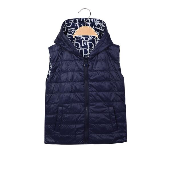 bouny baby gilet da bambina reversibile con cappuccio smanicato bambina blu taglia 04