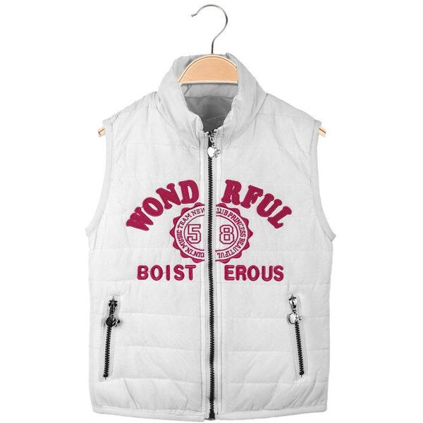 hello girl gilet imbottito bambina con scritte smanicato bambina bianco taglia 03/04