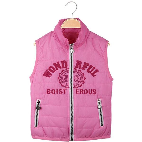 hello girl gilet imbottito bambina con scritte smanicato bambina rosa taglia 03/04