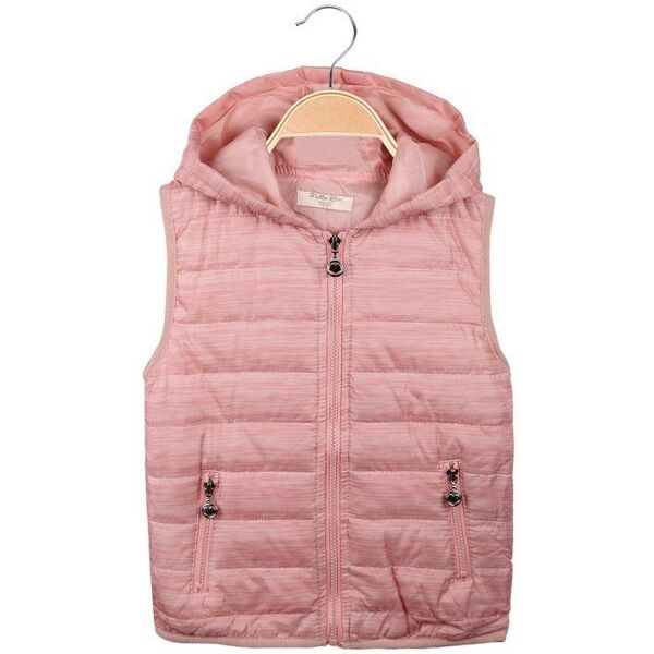 hello girl gilet imbottito con cappuccio da bambina smanicato bambina rosa taglia 03/04