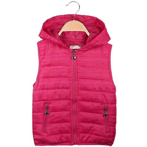 hello girl gilet imbottito con cappuccio da bambina smanicato bambina fucsia taglia 03/04