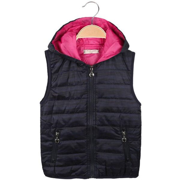 hello girl gilet imbottito con cappuccio da bambina smanicato bambina blu taglia 03/04