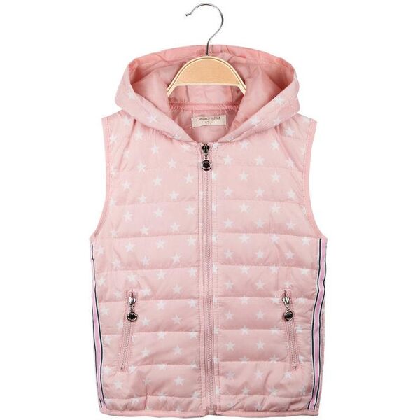 hello girl gilet imbottito con cappuccio e stelle da bambina smanicato bambina rosa taglia 03/04