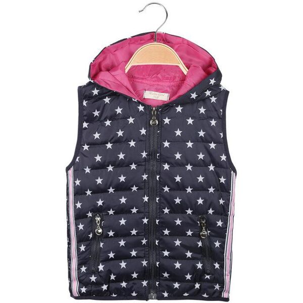 hello girl gilet imbottito con cappuccio e stelle da bambina smanicato bambina blu taglia 03/04