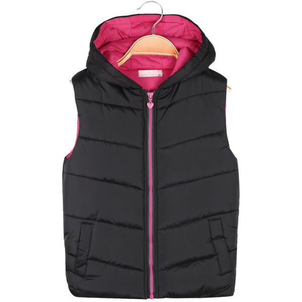 yes ! do kid's gilet imbottito da bambina con cappuccio smanicato bambina nero taglia 04