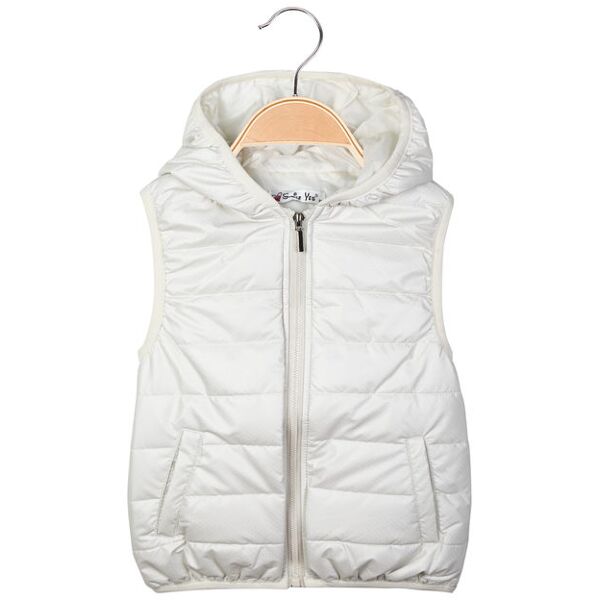 smile yes gilet imbottito da bambina con cappuccio smanicato bambina beige taglia 12