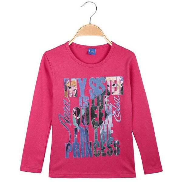 disney maglietta bimba anna e elsa in caldo cotone t-shirt manica lunga bambina fucsia taglia 06