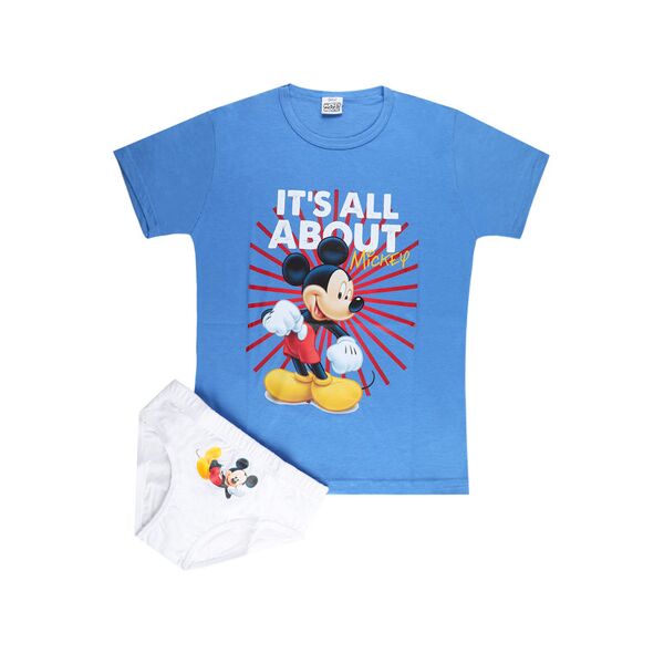 disney mickey mouse completo bimbo 2 pezzi completi intimi bambino blu taglia 05/06