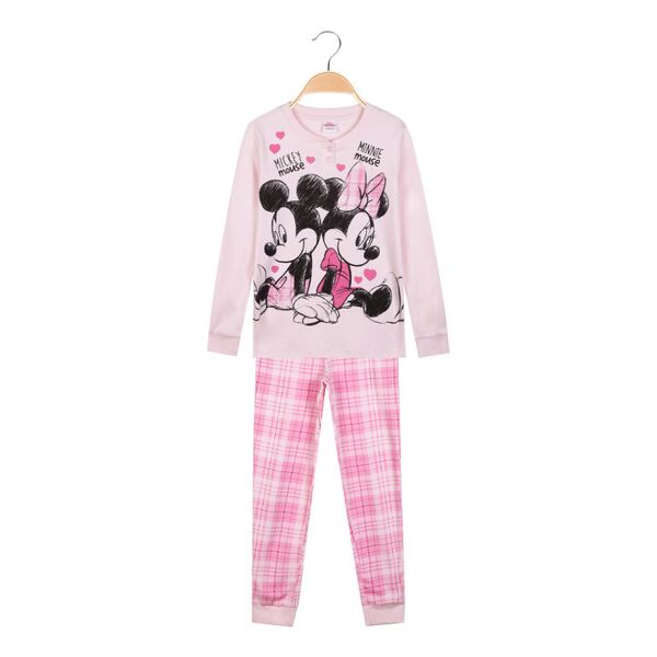 disney minnie e topolino pigiama lungo in caldo cotone da bambina a quadri pigiami bambina rosa taglia 03/04