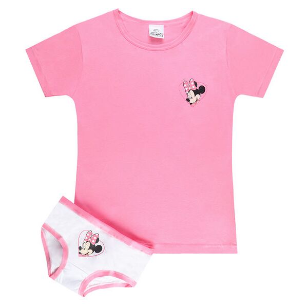 disney minnie mouse completo intimo bambina t-shirt + slip completi intimi bambina rosa taglia 05/06