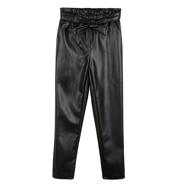 j y pantaloni da bambina in ecopelle con cintura pantaloni casual bambina nero taglia 04