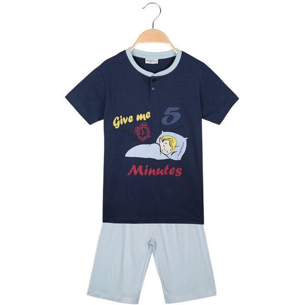 liabel pigiama corto in cotone t-shirt + pantaloncino pigiami bambino blu taglia 04