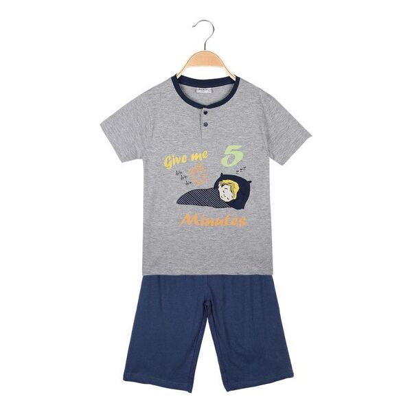 liabel pigiama corto in cotone t-shirt + pantaloncino pigiami bambino grigio taglia 08