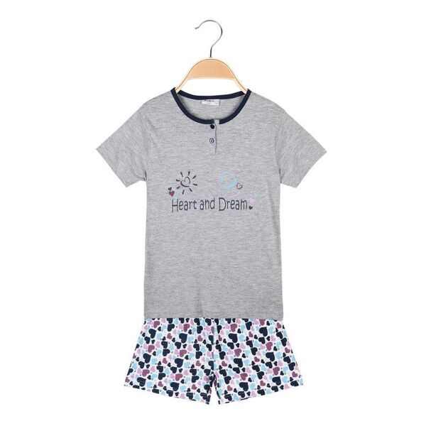 liabel pigiama corto in cotone t-shirt + shorts cuori pigiami bambina grigio taglia 03