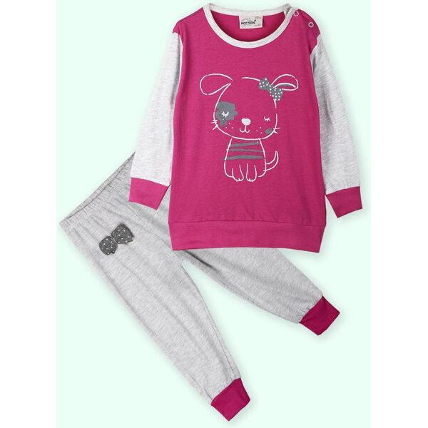 kotton pigiama lunga da neonata 2 pezzi in cotone pigiami bambina fucsia taglia 18m