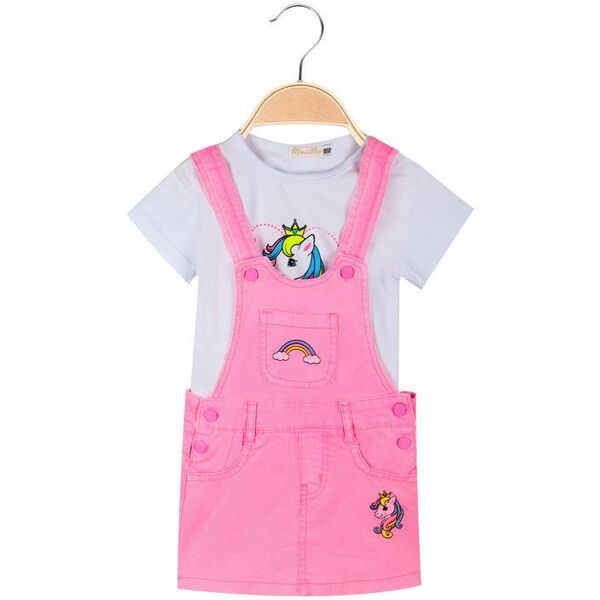 mono star salopette + t-shirt neonata in cotone completi 0-36 m bambina rosa taglia 09/12