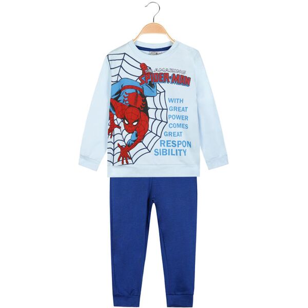 marvel spider-man pigiama lungo in caldo cotone da neonato pigiami bambino blu taglia 30m