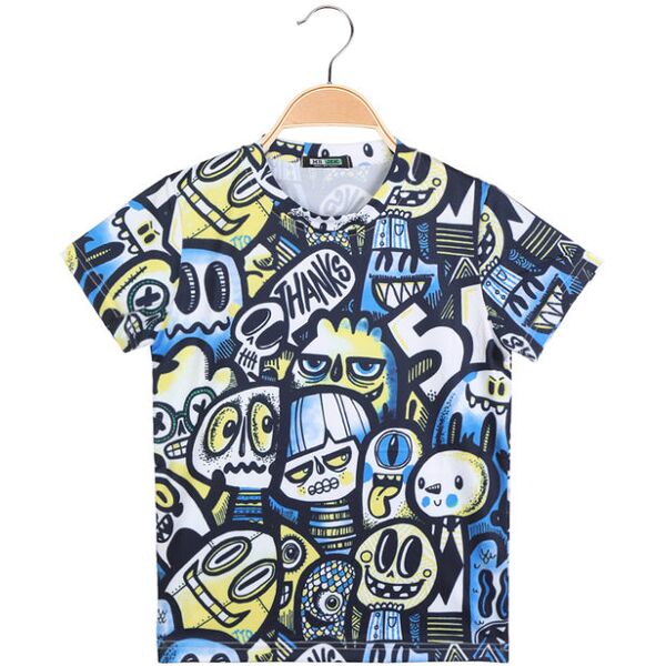 mr jek t-shirt con stampa da ragazzo manica corta t-shirt manica corta bambino blu taglia 08