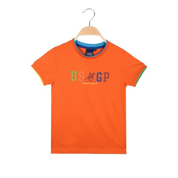 u.s. grand polo t-shirt da ragazzo con scritta colorata t-shirt manica corta bambino arancione taglia 12