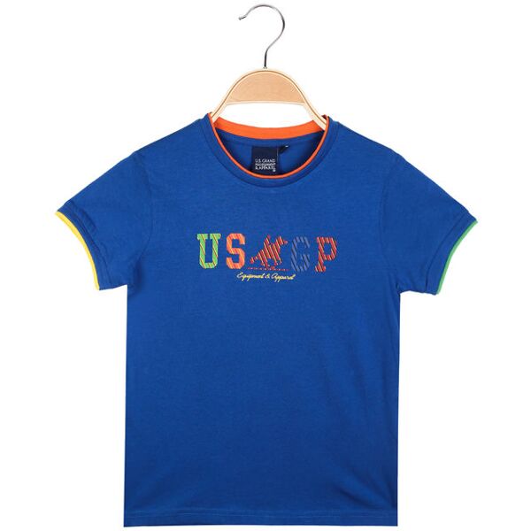 u.s. grand polo t-shirt da ragazzo con scritta colorata t-shirt manica corta bambino blu taglia 16