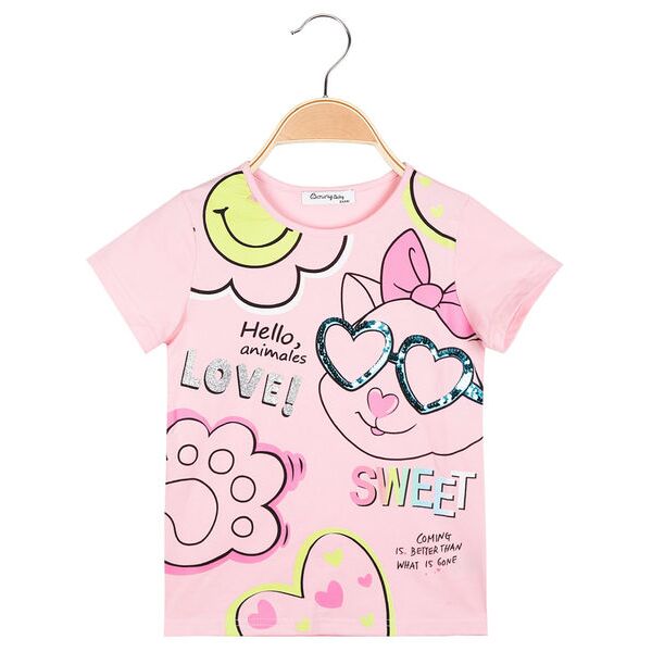 bouny baby t-shirt manica corta da bambina con paillettes t-shirt manica corta bambina rosa taglia 12