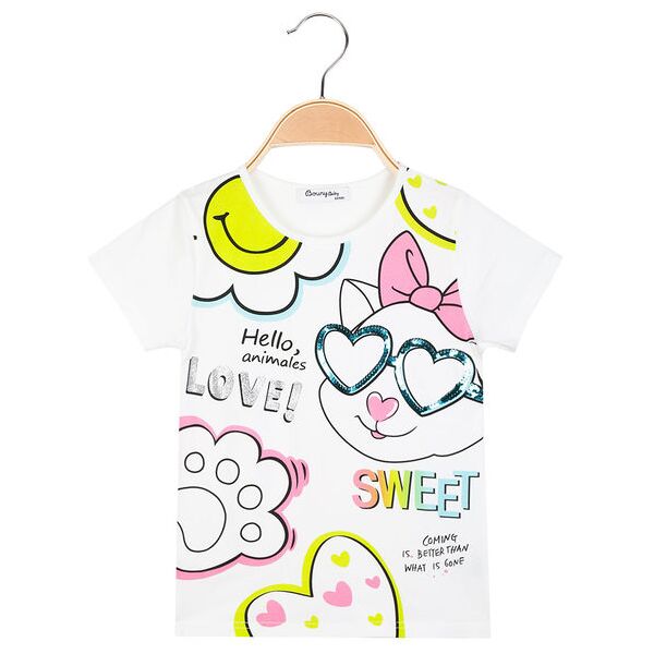 bouny baby t-shirt manica corta da bambina con paillettes t-shirt manica corta bambina bianco taglia 12