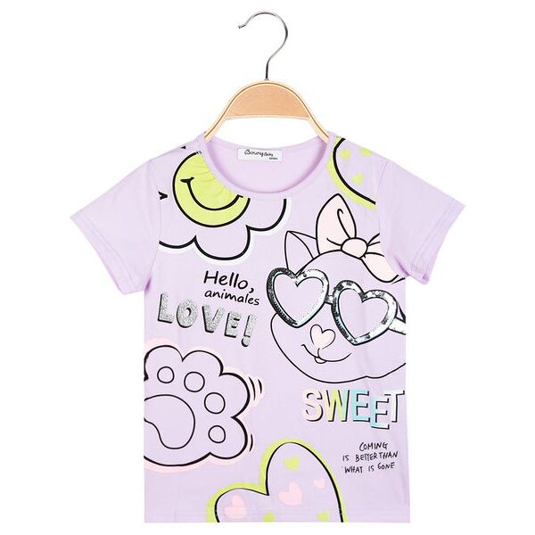 bouny baby t-shirt manica corta da bambina con paillettes t-shirt manica corta bambina viola taglia 12