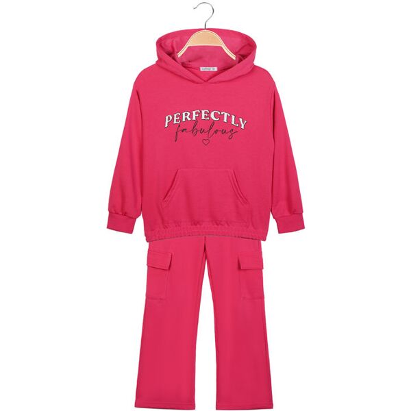 lollitop tuta da bambina 2 pezzi con cappuccio e pantaloni cargo tute sportive bambina fucsia taglia 04