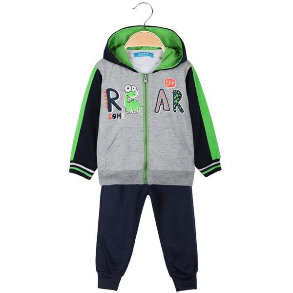 milk pub tuta sportiva neonato 3 pezzi con zip intera completi 0-36 m bambino grigio taglia 12m