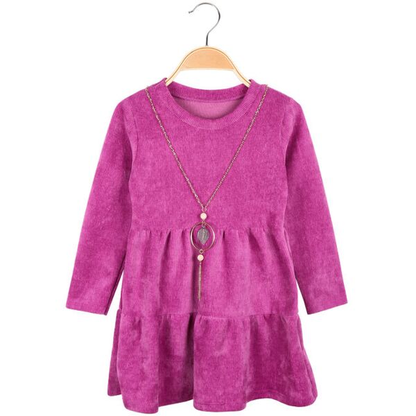 solada vestito da bambina a balze con collana vestiti bambina fucsia taglia 04