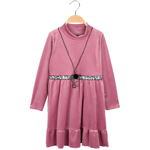 solada vestito in ciniglia con paillettes e collana vestiti bambina rosa taglia 10