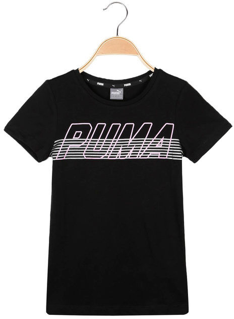 puma alpha logo tee t-shirt nera con stampa t-shirt manica corta bambina nero taglia 16