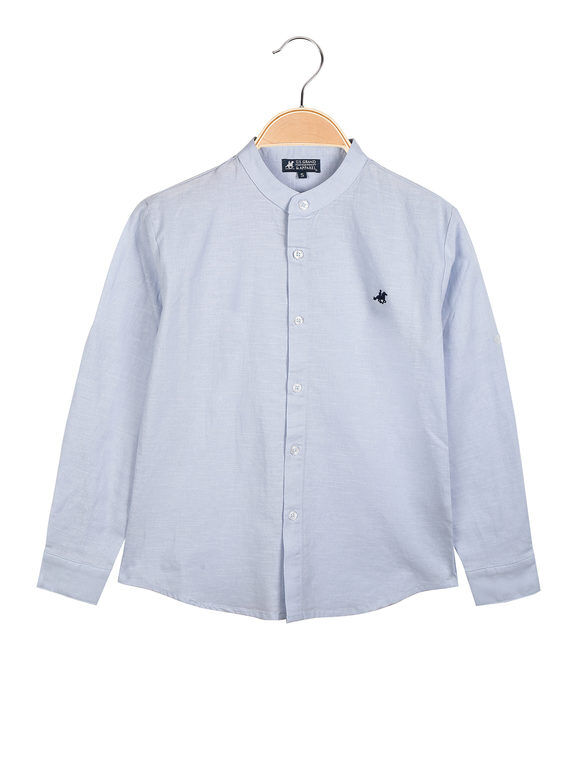 u.s. grand polo camicia alla coreana da ragazzo in lino camicie bambino blu taglia 16