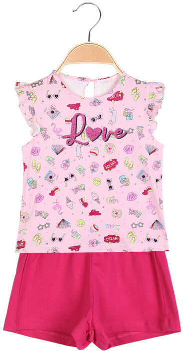 yes! do kids completo estivo da neonata in cotone 2 pezzi completi 0-36 m bambina rosa taglia 18m