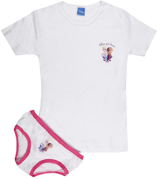 disney completo intimo da bambina 2 pezzi t-shirt + slip completi intimi bambina bianco taglia 03/04