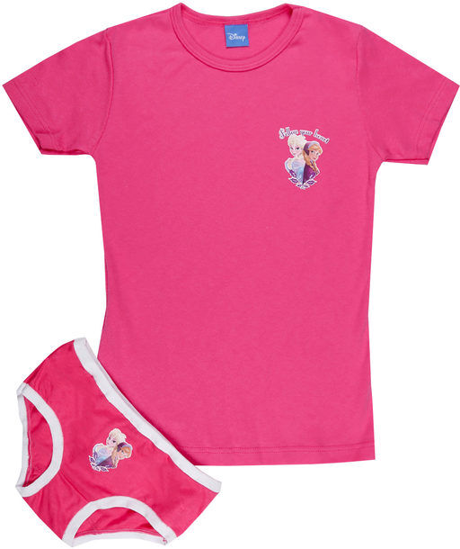 disney completo intimo da bambina 2 pezzi t-shirt + slip completi intimi bambina fucsia taglia 07/08